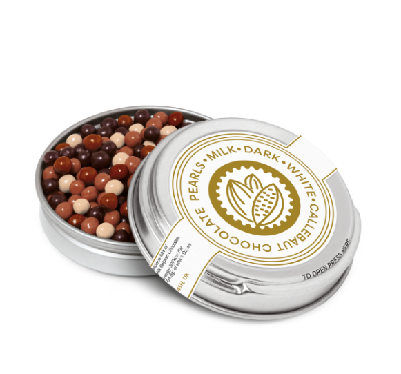 Caviar Tin - Chocolate Pearls - Silver