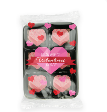 Valentines - Flow Wrapped Tray - Raspberry Heart - Chocolate Truffles