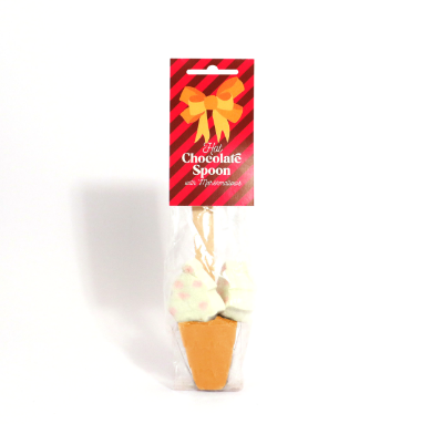 Winter Collection - Eco Info Card - Gold Hot Chocolate Spoon with Festive Marshmallows