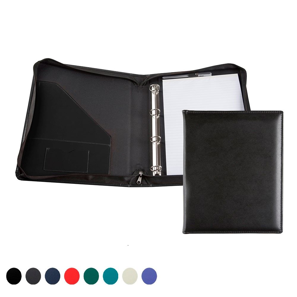 A4 Ring Zipped Binder With Co Ordinating Leather Interior Pockets Recycled Environmentally Friendly Eleather