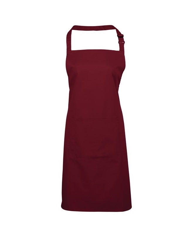 Unisex Colours Bib Apron With Pocket Burgundy