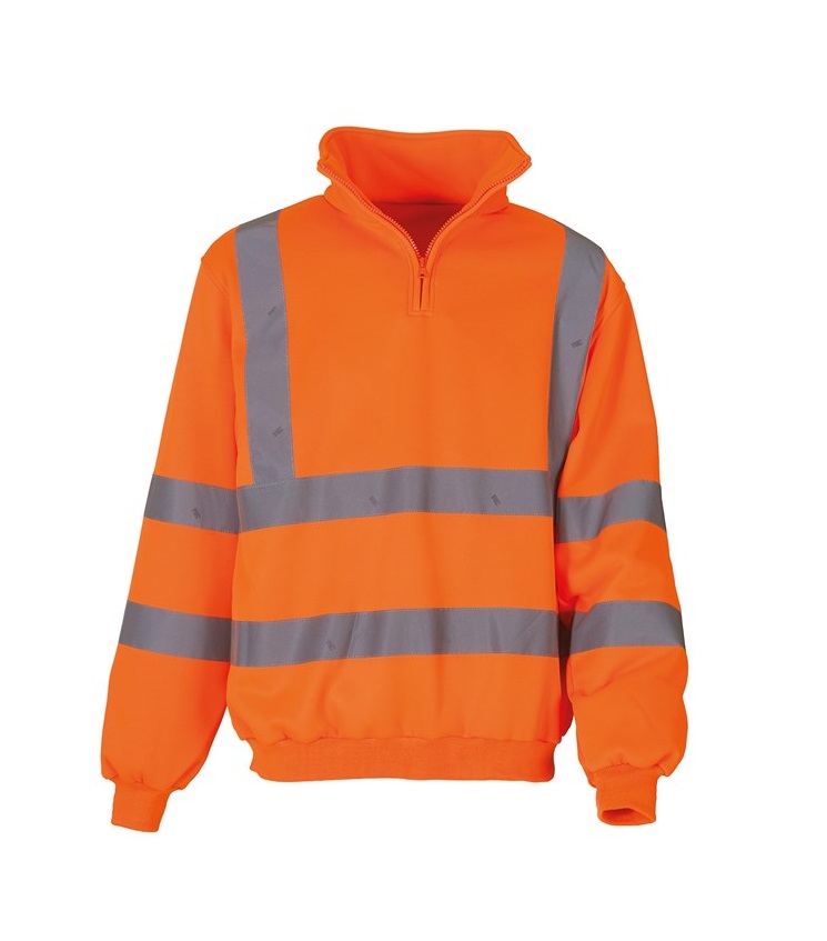 Mens Hi Vis 1/4 Zip Sweatshirt Orange