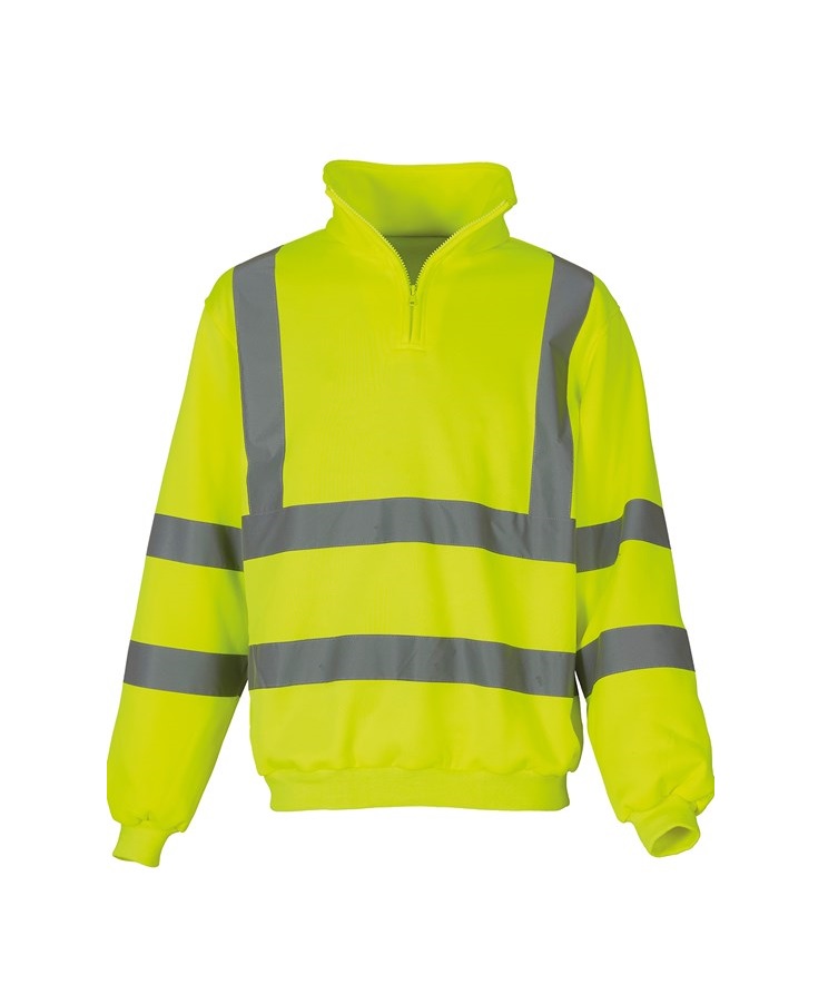 Mens Hi Vis 1/4 Zip Sweatshirt Yellow