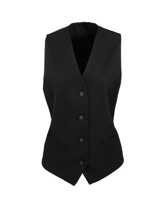 Womens Lined Polyester Waistcoat Black 